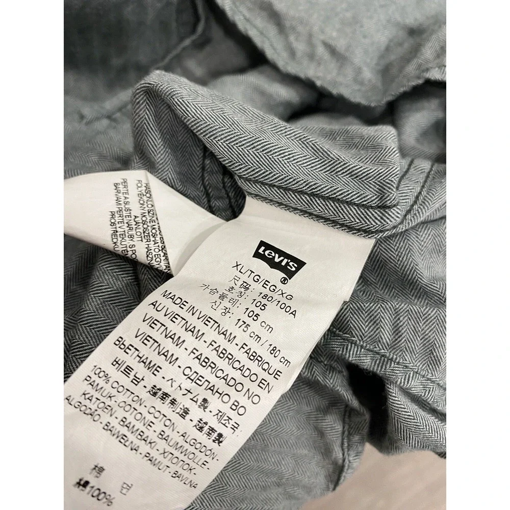 Levi's Shirt Men's Extra Large XL Long‎ Sleeve Pearl Snap Denim Green Soft
